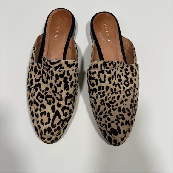 Halogen Leopard Print Genuine Calf Hair Mules Size 8M - Picture 4 of 6